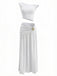 Ensemble haut blanc et jupe longue sur fond blanc