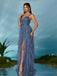 1930s Appliques Tulle Glitter Slit Tiered Prom Dress-wear-side-view