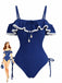 Maillot de Bain Une Pièce à Volants Pendentif Coquillage Bleu Années 1940