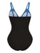 Black swimsuit with blue straps on a white background