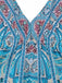 Robe Midi Halter Évasée Boho Paisley Bleu Années 70