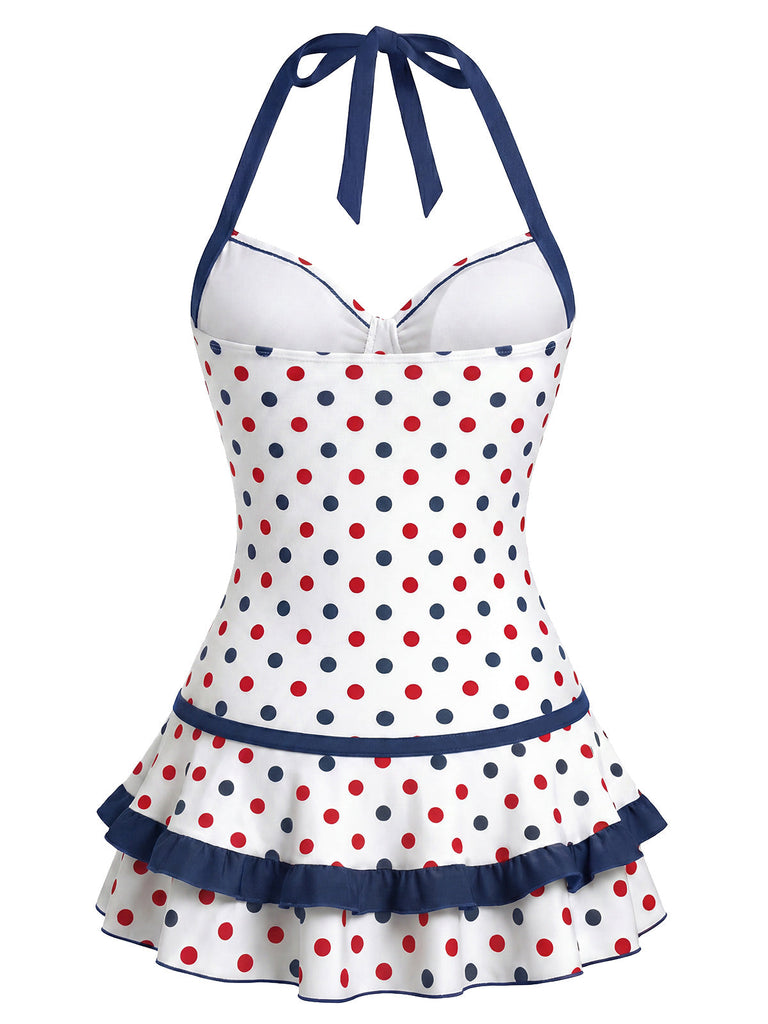 [Prévente] Dos-Nu à Pois Nœud à Volants de Bain Robe Années 1940 4