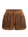 Short à Franges en Daim Vintage Marron Années 60