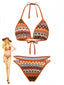Ensemble bikini dos nu maille géométrique bohème années 1970