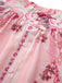 2PCS Chemisier fleuri bohème rose et short taille haute années 1970