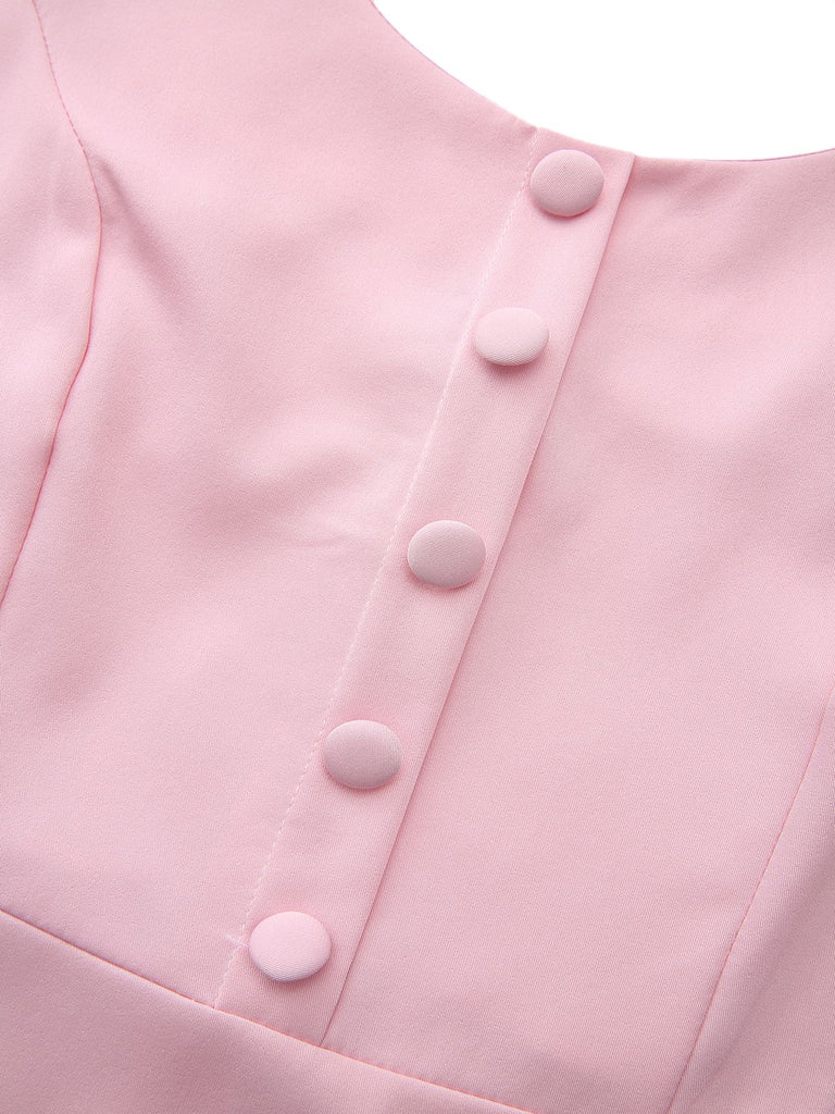 Robe capelet à revers uni des années 1950