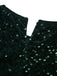 Robe longue à sequins vert foncé manches longues années 40