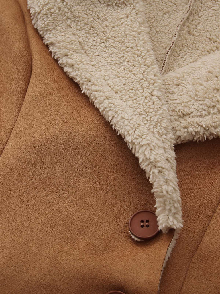Veste en daim vintage à revers et ourlet évasé noire années 1970