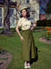 2PCS Chemisier fleuri à col claudine et jupe fendue des années 1940