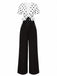2PCS haut à pois et pantalon droit blanc et noir années 50