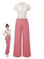 [Prévente] 2PCS chemisie tulipe rose et pantalon à boutons années 50