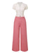 [Prévente] 2PCS chemisie tulipe rose et pantalon à boutons années 50