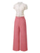 [Prévente] 2PCS chemisie tulipe rose et pantalon à boutons années 50