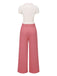 [Prévente] 2PCS chemisie tulipe rose et pantalon à boutons années 50