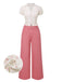 [Prévente] 2PCS chemisie tulipe rose et pantalon à boutons années 50