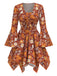 [Prévente] 2PCS hauts manches cloche et robe à bretelles marguerite hippie orange des années 1970