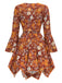 [Prévente] 2PCS hauts manches cloche et robe à bretelles marguerite hippie orange des années 1970