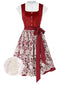 [Prévente] 3PCS robe en velours rouge à fleurs et haut blanc des années 1950