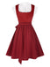 [Prévente] 3PCS robe en velours rouge à fleurs et haut blanc des années 1950