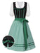 [Prévente] 3PCS Robe noire carreaux à pois en coton et haut années 1950