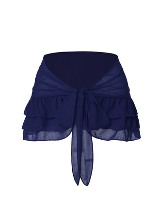 Cache maillot à Jupe en mousseline de soie bleue des années 1960