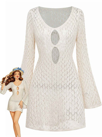 Cache-maillot bohème ajouré au crochet années 1970