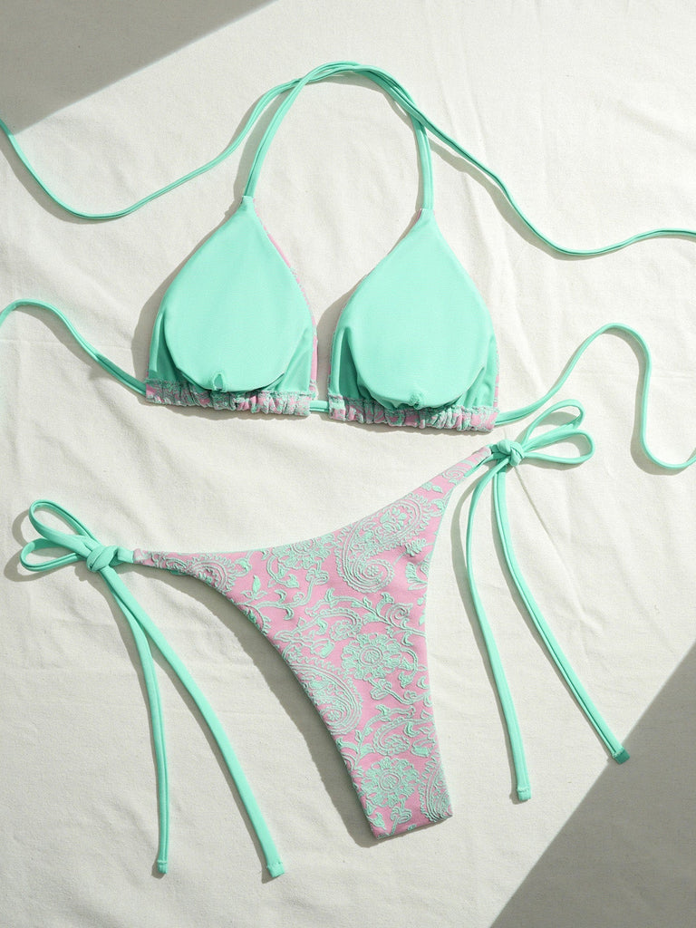 Robe Trapèze Imprimée Florale Col en V avec Ceinture années '60 3