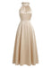 Robe Satin Perle Halter Sans Manches Champagne Années 1930 2