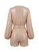 Paillettes Manches Longues Noué Waist Combishort Champagne Années 1980 3