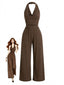 Combinaison marron café col bénitier et dos nu modèle halter années 50