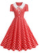 Robe Évasée Col Claudine Bicolore à Pois Années 50