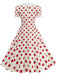 Robe Évasée Col Claudine Bicolore à Pois Années 50