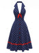 [Prévente] Robe Sans Manches à Pois Bleu Foncé Années 50