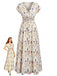 Robe Trapèze Florale à Volants Col Marin années '60