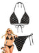 Ensemble bikini écailles sirène dos nu Noire Doré années 1970