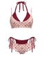 Ensemble bikini à carreaux rouges années 50