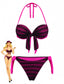 Ensemble bikini violet rayures nœud papillon années 60