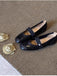 Chaussures Mary Jane Plates en Fausse Peau d'Agneau avec Fleurs 3D Amovibles 6