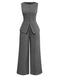2PCS Gilet et pantalon large style bureau uni des années 1940
