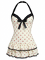 Maillot de bain une pièce Beige à pois et nœud des années 1940