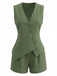 Col V à Lacets Gilet & Short Set Années 1940 2