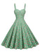 Robe Vichy Cerise Coton Bretelles Fines Verte Années 1950