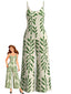 Combinaison à Bretelles Fines Imprimé Feuilles Verte Années 1960