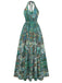 Robe Longue Paisley Halter Col V Profond Dos Nu Verte Années 1970 2