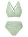 Vintage wrap bikini with crisscross top and high waist bottoms in 1950s retro style