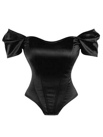 Haut à épaules dénudées en satin uni style tribunal années 1930