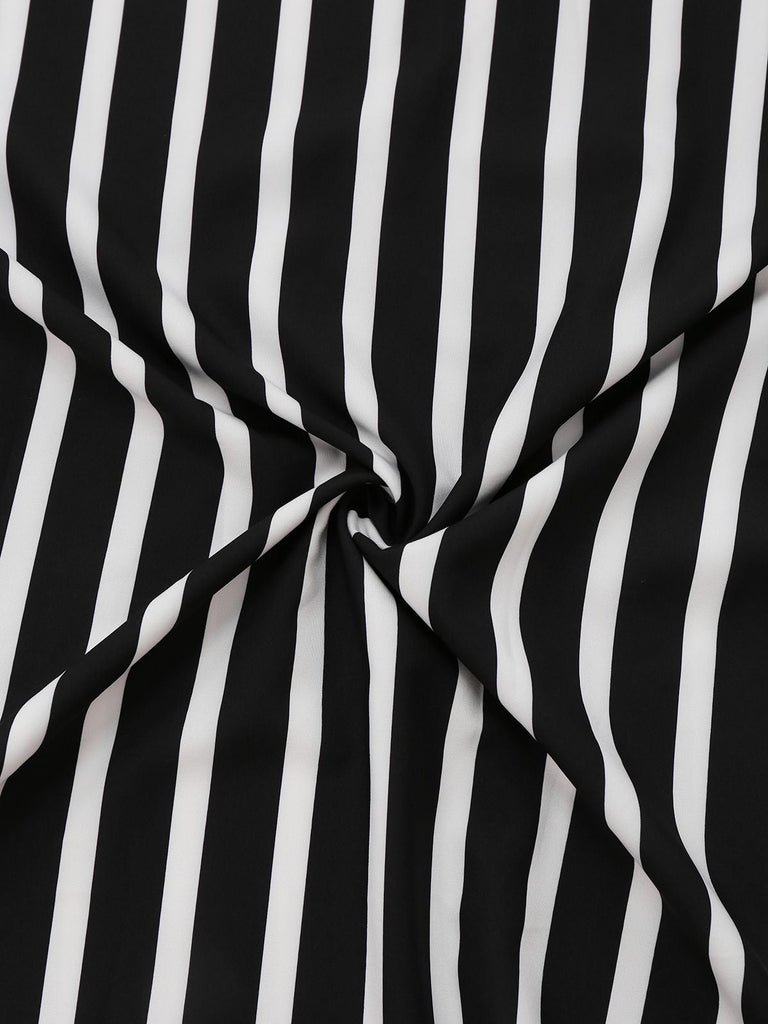Jupe longue à rayures taille haute noire et blanche années 1930