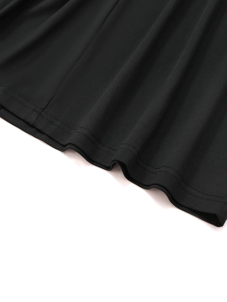 Robe crayon noire sans manches nœuds papillon latéral et fente des années 1950