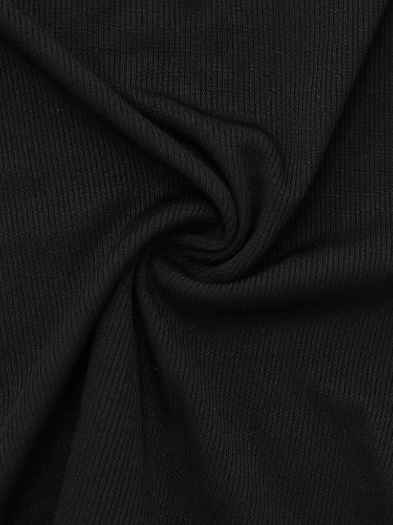 Débardeur tricoté col en U et pantalon imprimés abstraits noir des années 1970