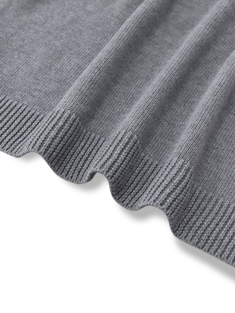 2PCS Pull à col roulé en maille et jupe plissée années 1960